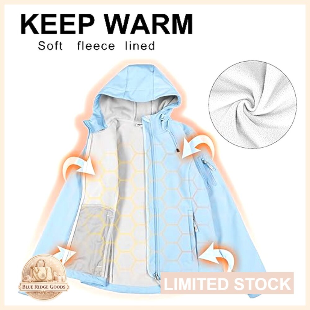 Fleece Lined Softshell Jacket Light Hooded Windpr… - image 3